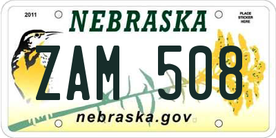 NE license plate ZAM508