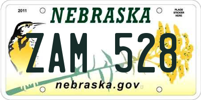 NE license plate ZAM528