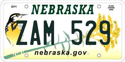 NE license plate ZAM529