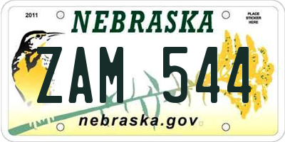 NE license plate ZAM544