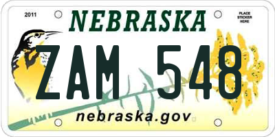 NE license plate ZAM548