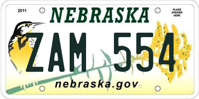 NE license plate ZAM554