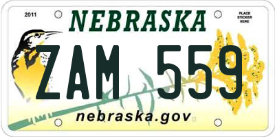 NE license plate ZAM559