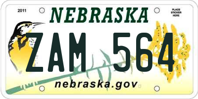 NE license plate ZAM564