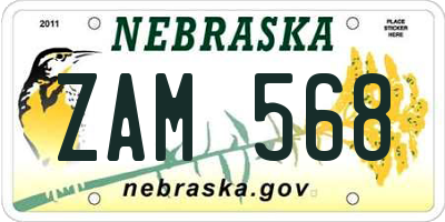 NE license plate ZAM568