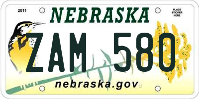 NE license plate ZAM580