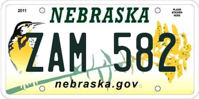 NE license plate ZAM582