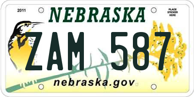 NE license plate ZAM587