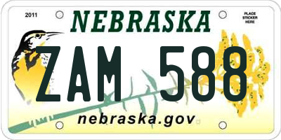 NE license plate ZAM588