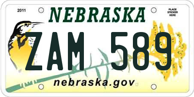 NE license plate ZAM589
