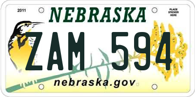 NE license plate ZAM594