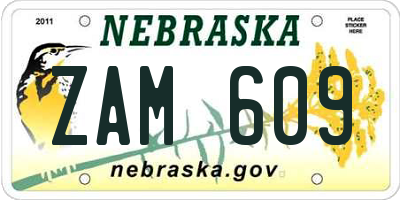 NE license plate ZAM609