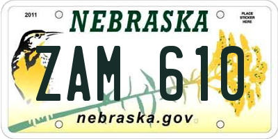 NE license plate ZAM610