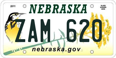 NE license plate ZAM620