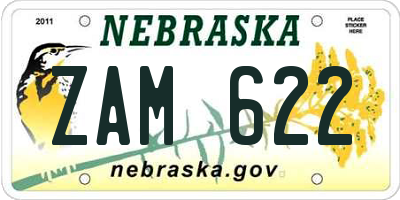 NE license plate ZAM622
