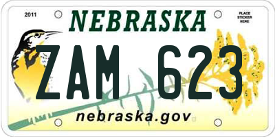 NE license plate ZAM623