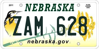 NE license plate ZAM628
