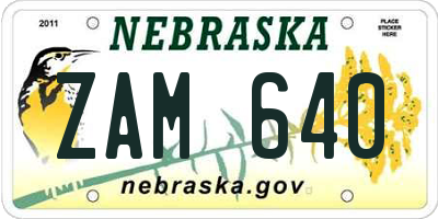 NE license plate ZAM640