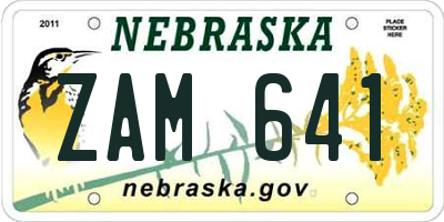 NE license plate ZAM641