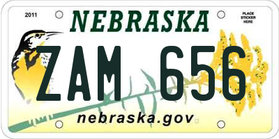 NE license plate ZAM656