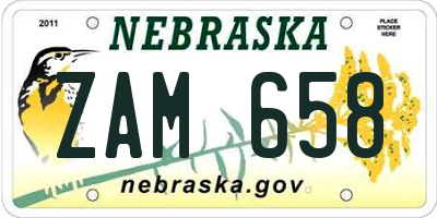 NE license plate ZAM658