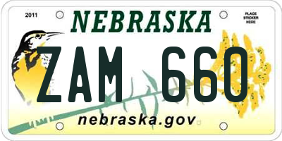 NE license plate ZAM660