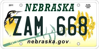 NE license plate ZAM668