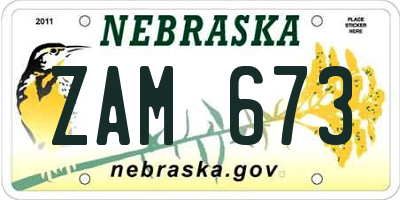 NE license plate ZAM673