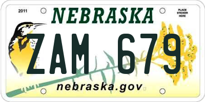 NE license plate ZAM679