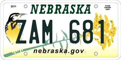 NE license plate ZAM681