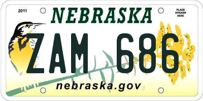 NE license plate ZAM686