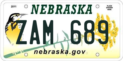 NE license plate ZAM689