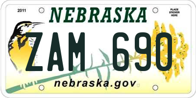 NE license plate ZAM690