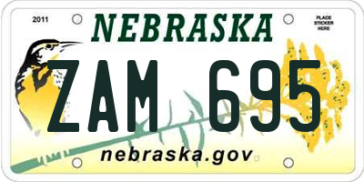 NE license plate ZAM695