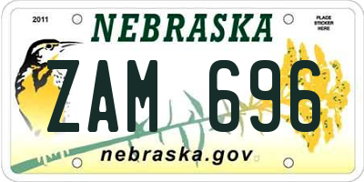 NE license plate ZAM696