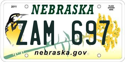 NE license plate ZAM697