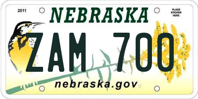 NE license plate ZAM700