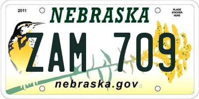 NE license plate ZAM709