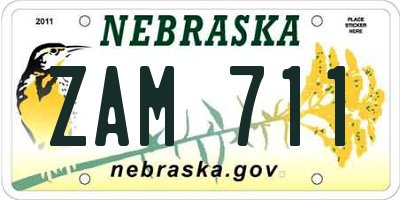 NE license plate ZAM711