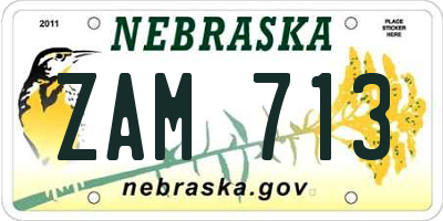 NE license plate ZAM713