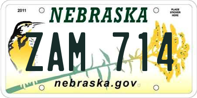 NE license plate ZAM714