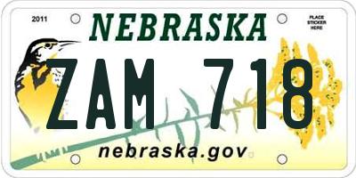 NE license plate ZAM718