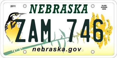 NE license plate ZAM746