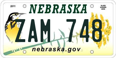 NE license plate ZAM748
