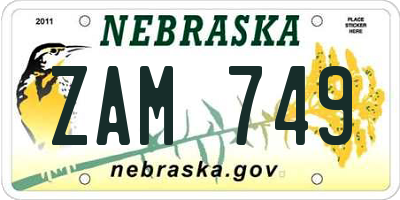 NE license plate ZAM749