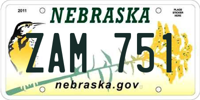 NE license plate ZAM751