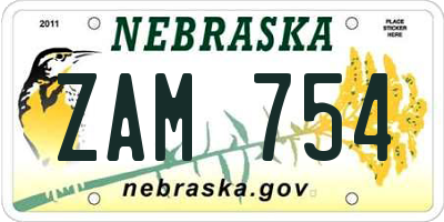 NE license plate ZAM754