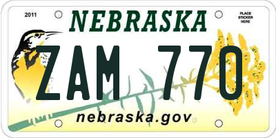 NE license plate ZAM770