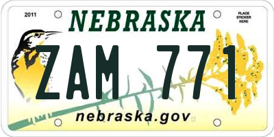 NE license plate ZAM771