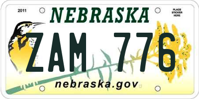 NE license plate ZAM776